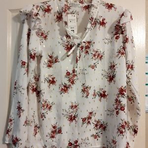 Jon & Anna White Blouse with gold flecks  great for a party new with tags